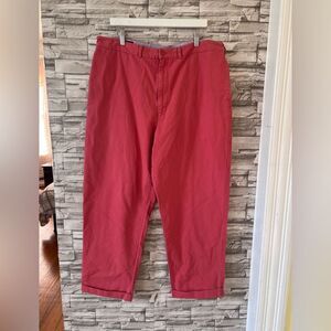 Lands End Women’s Solid Salmon Capri Ankle Chino Casual Cotton Pants 40 Curvy